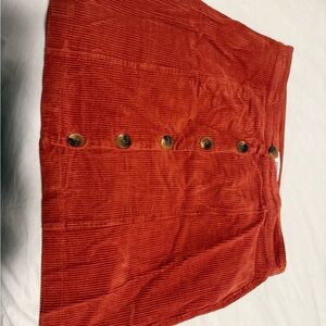 JustFab Orange Ribbed A-Line Mini Skirt